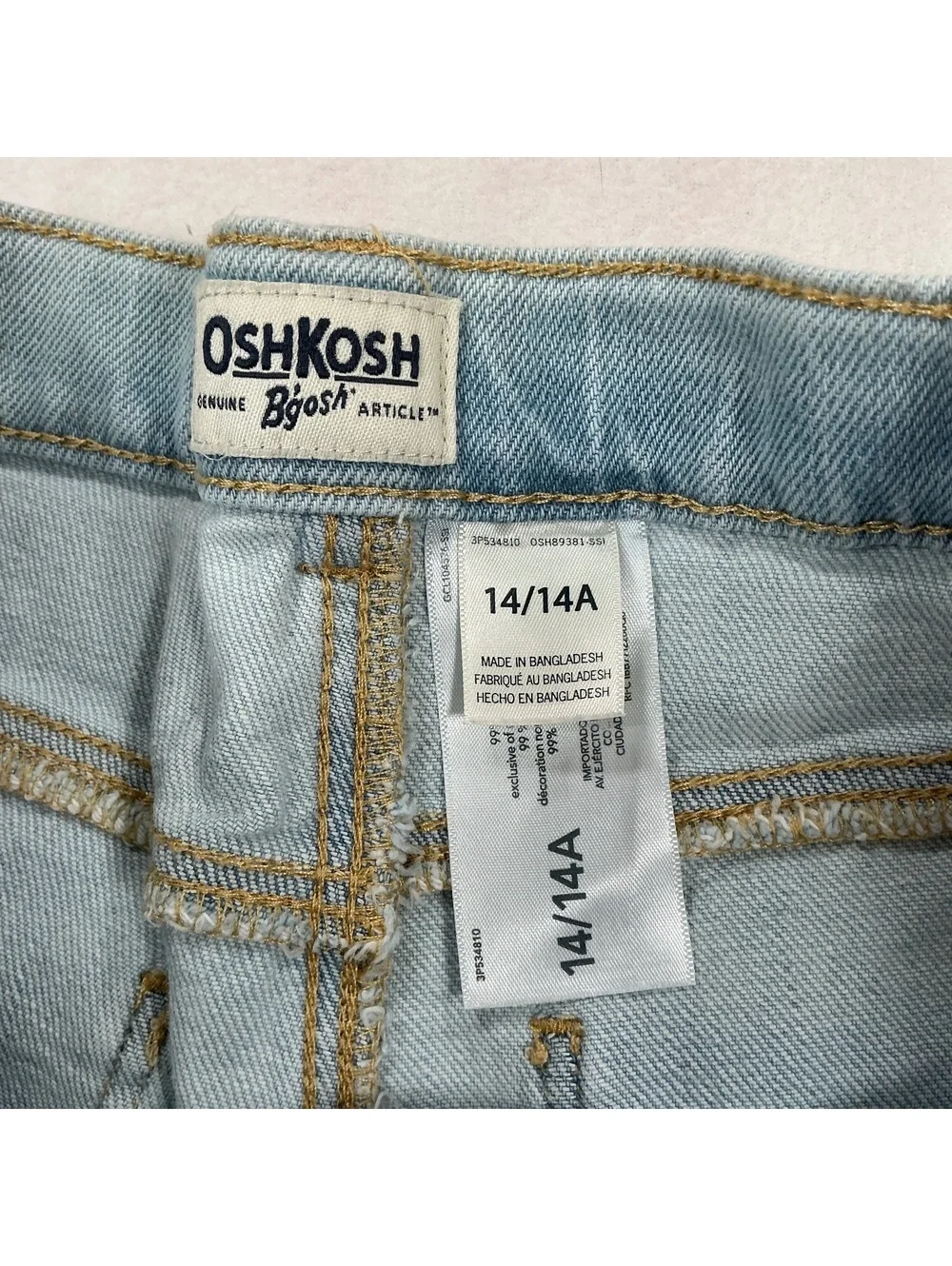OshKosh B'gosh Girls Size 14A Light Wash Flare Jeans Bell-Bottom Y2K Style